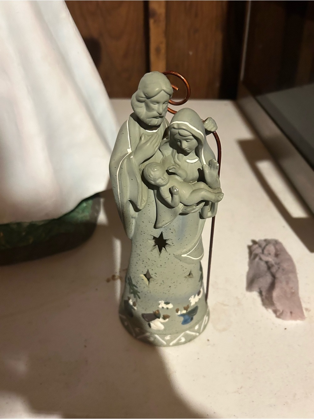 Handcrafted Gray Nativity Figurine - Holy Family Holiday Decor